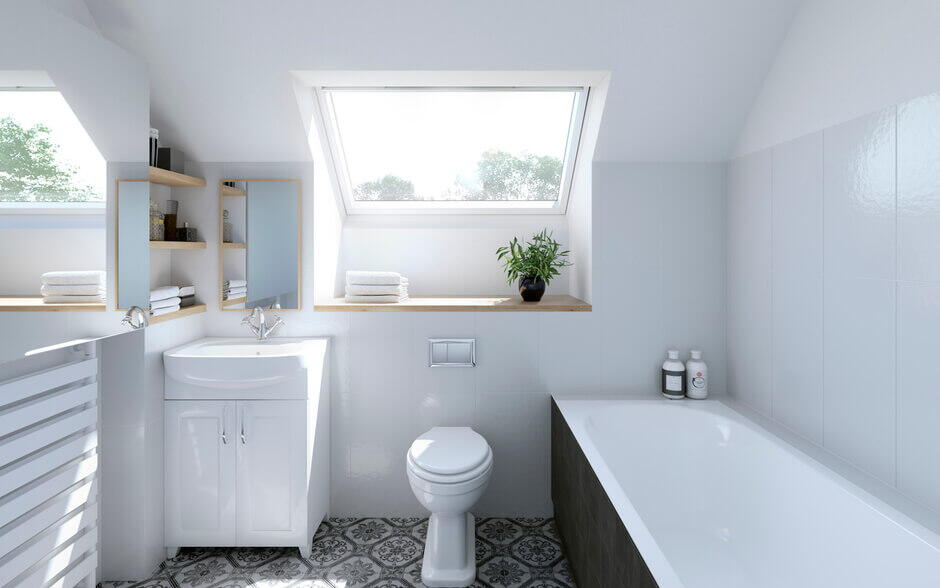 Salle de bain rénovée avec fenêtre de toit - Magazine VELUX